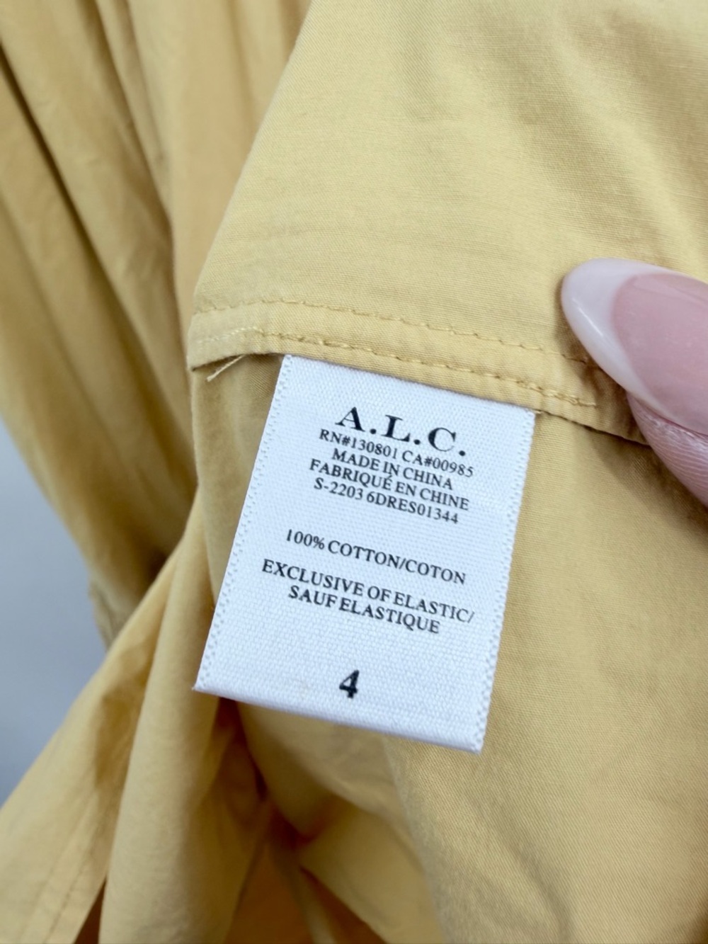 A.L.C. Austyn Smocked Maxi Dress Maize Yellow Cotton Size 4 - Picture 5 of 11